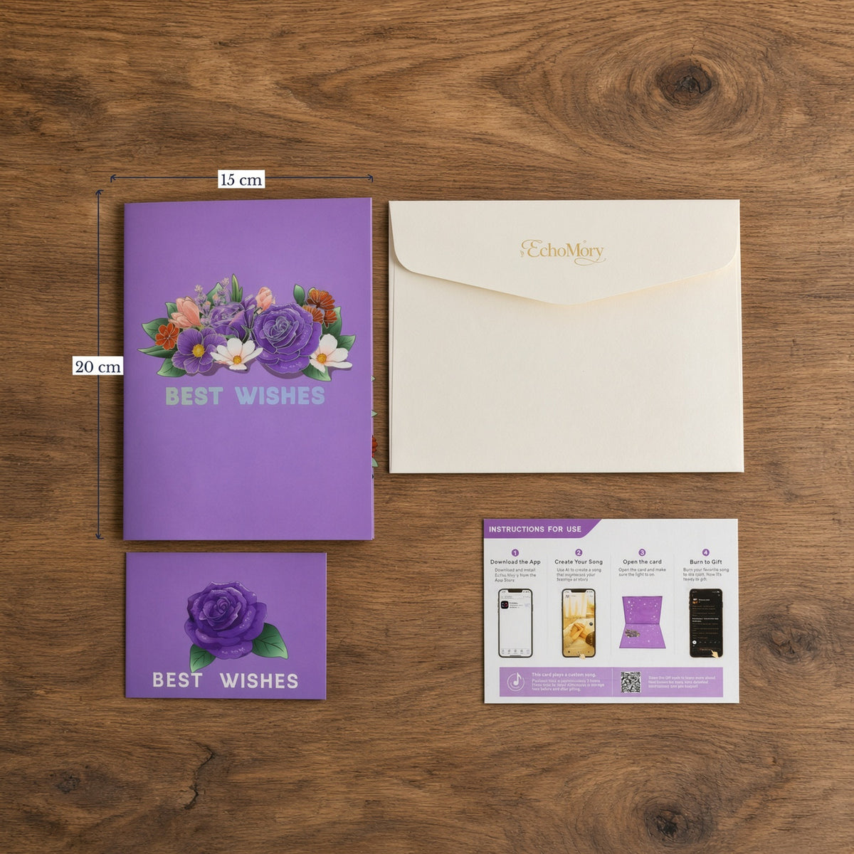 Purple Rose 3D Pop Up Card | Unique Personalized Song Keepsake