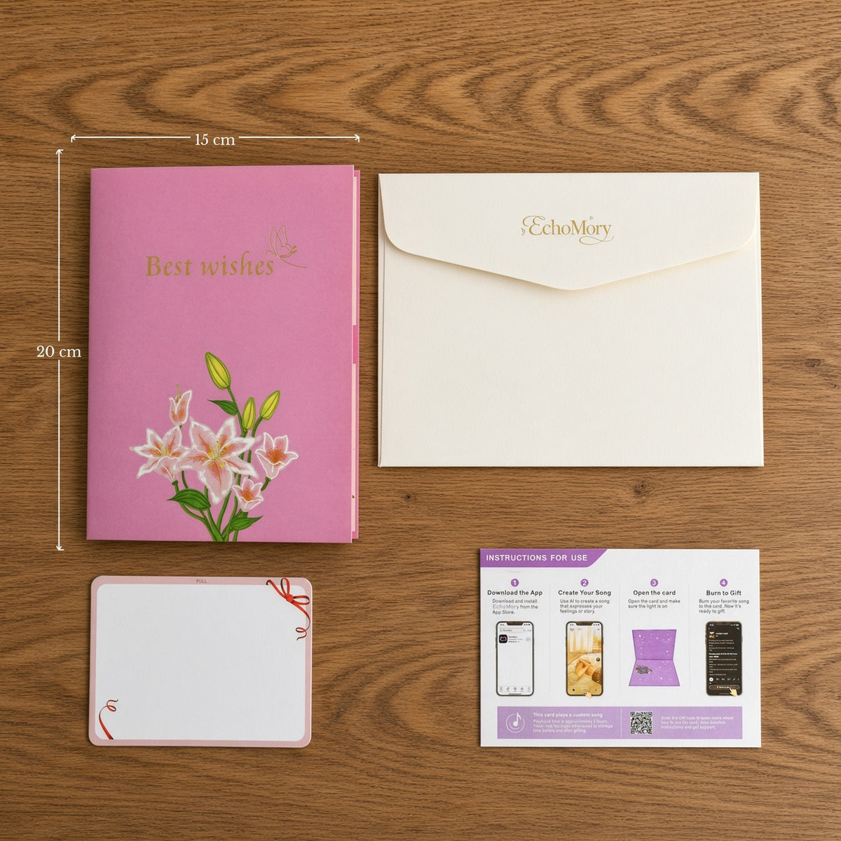 Pink Lily 3D Pop Up Card | Elegant Floral Greeting Card with Custom Song