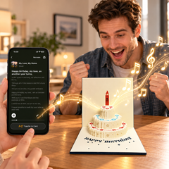Blowable Candle Birthday Card | 3D Pop Up Cake with Custom Song