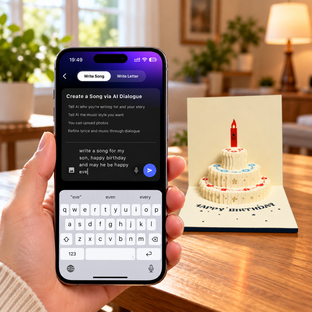 Blowable Candle Birthday Card | 3D Pop Up Cake with Custom Song