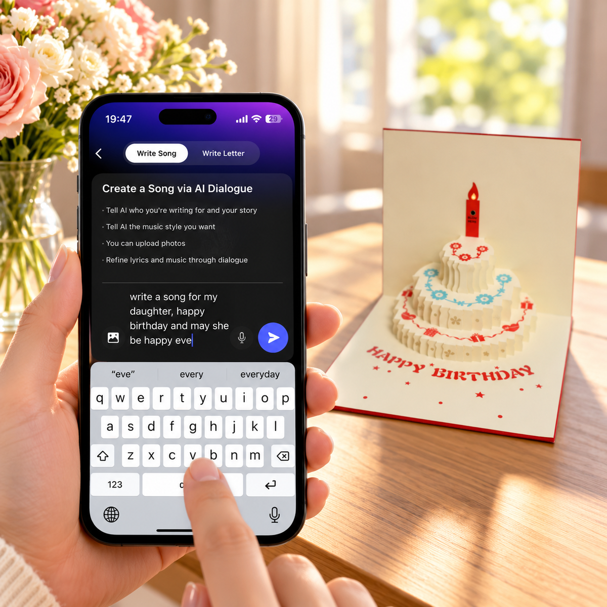Blowable Candle Birthday Card | 3D Pop Up Cake with Custom Song