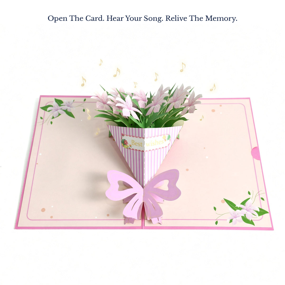 EchoMory Personalized AI Song Gift, 3D Lily Bouquet Pop Up Greeting Card, Custom Music Card with Original Song, One-of-a-Kind Keepsake Gift for Birthday, Anniversary, Mother’s Day, Valentine’s Day & Special Moments
