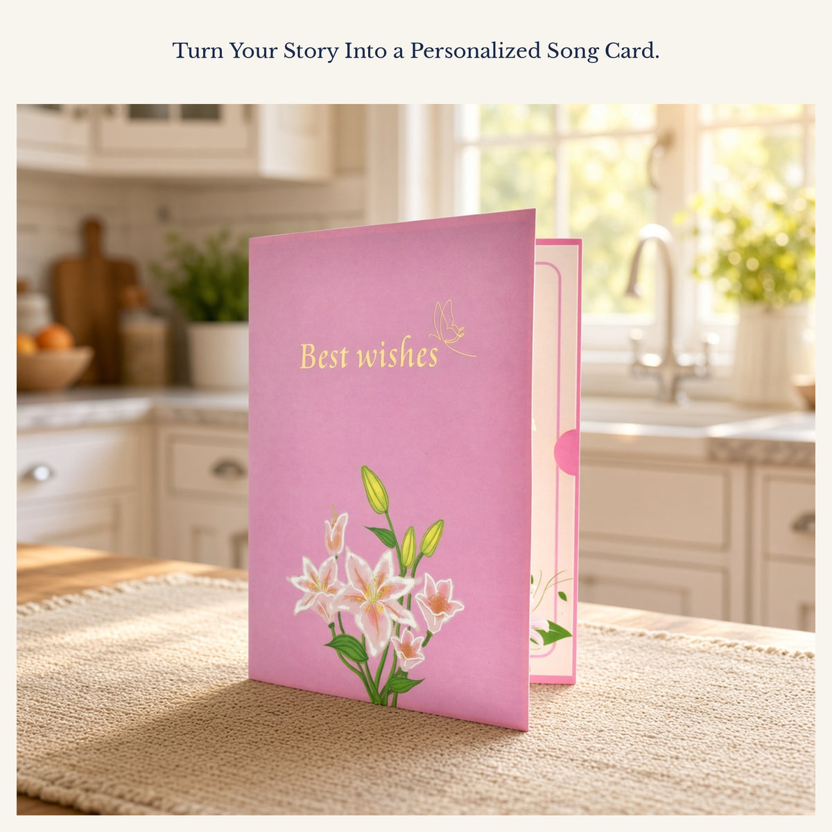 EchoMory Personalized AI Song Gift, 3D Lily Bouquet Pop Up Greeting Card, Custom Music Card with Original Song, One-of-a-Kind Keepsake Gift for Birthday, Anniversary, Mother’s Day, Valentine’s Day & Special Moments