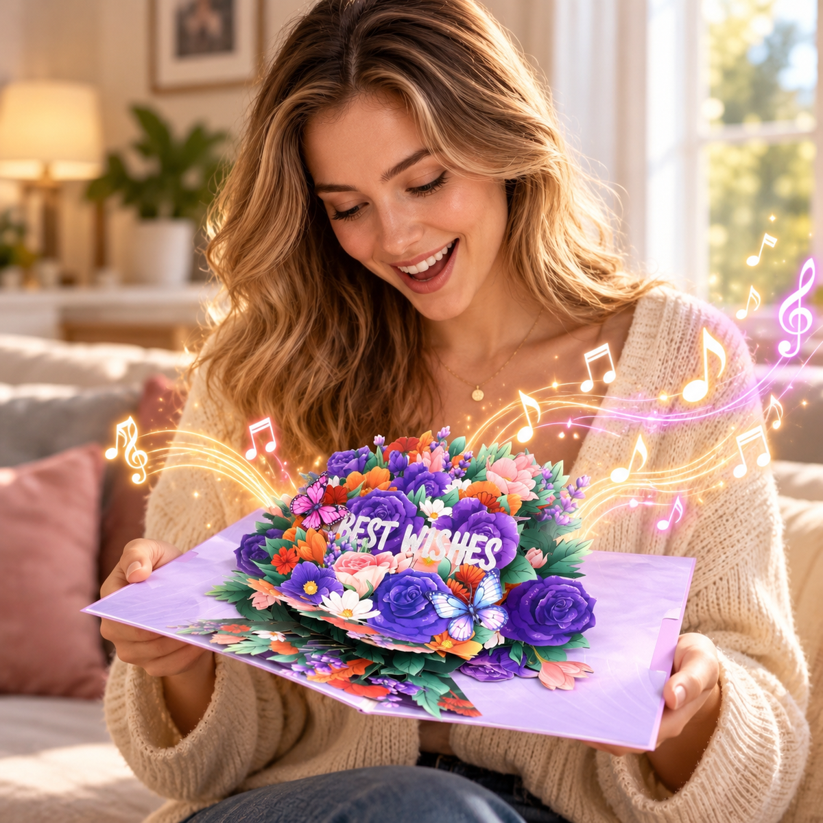 Purple Rose 3D Pop Up Card | Unique Personalized Song Keepsake