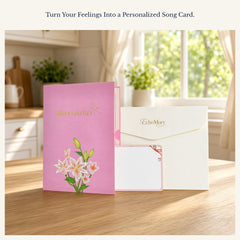 EchoMory Personalized AI Song Gift, 3D Lily Bouquet Pop Up Greeting Card, Custom Music Card with Original Song, One-of-a-Kind Keepsake Gift for Birthday, Anniversary, Mother’s Day, Valentine’s Day & Special Moments