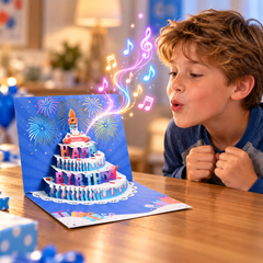 Blowable Candle Birthday Card | 3D Pop Up Cake with Custom Song
