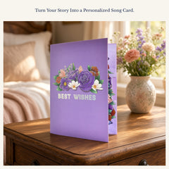 EchoMory Personalized Song Gift, Custom Song Made Just for Them, 3D Pop-Up Flower Card with Music, Musical Greeting Card for Birthday, Anniversary, Valentine's Day, Mother's Day & Special Moments