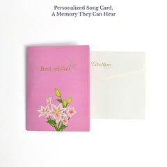 EchoMory Personalized AI Song Gift, 3D Lily Bouquet Pop Up Greeting Card, Custom Music Card with Original Song, One-of-a-Kind Keepsake Gift for Birthday, Anniversary, Mother’s Day, Valentine’s Day & Special Moments
