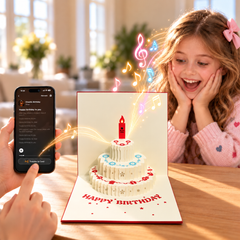Blowable Candle Birthday Card | 3D Pop Up Cake with Custom Song