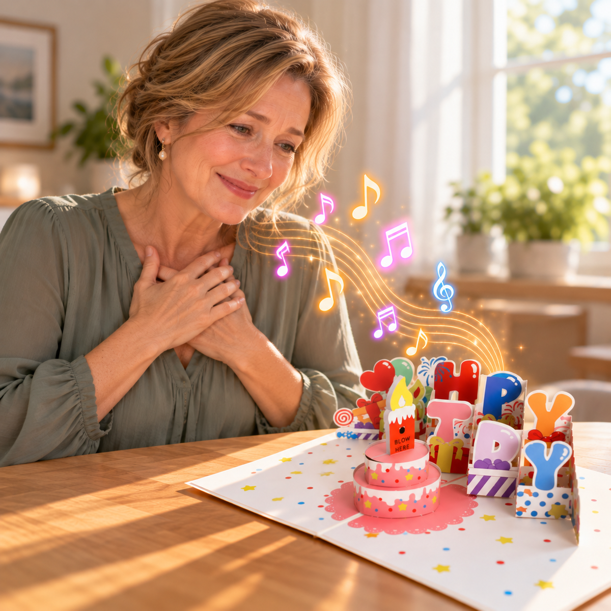 Blowable Candle Birthday Card | 3D Pop Up Cake with Custom Song