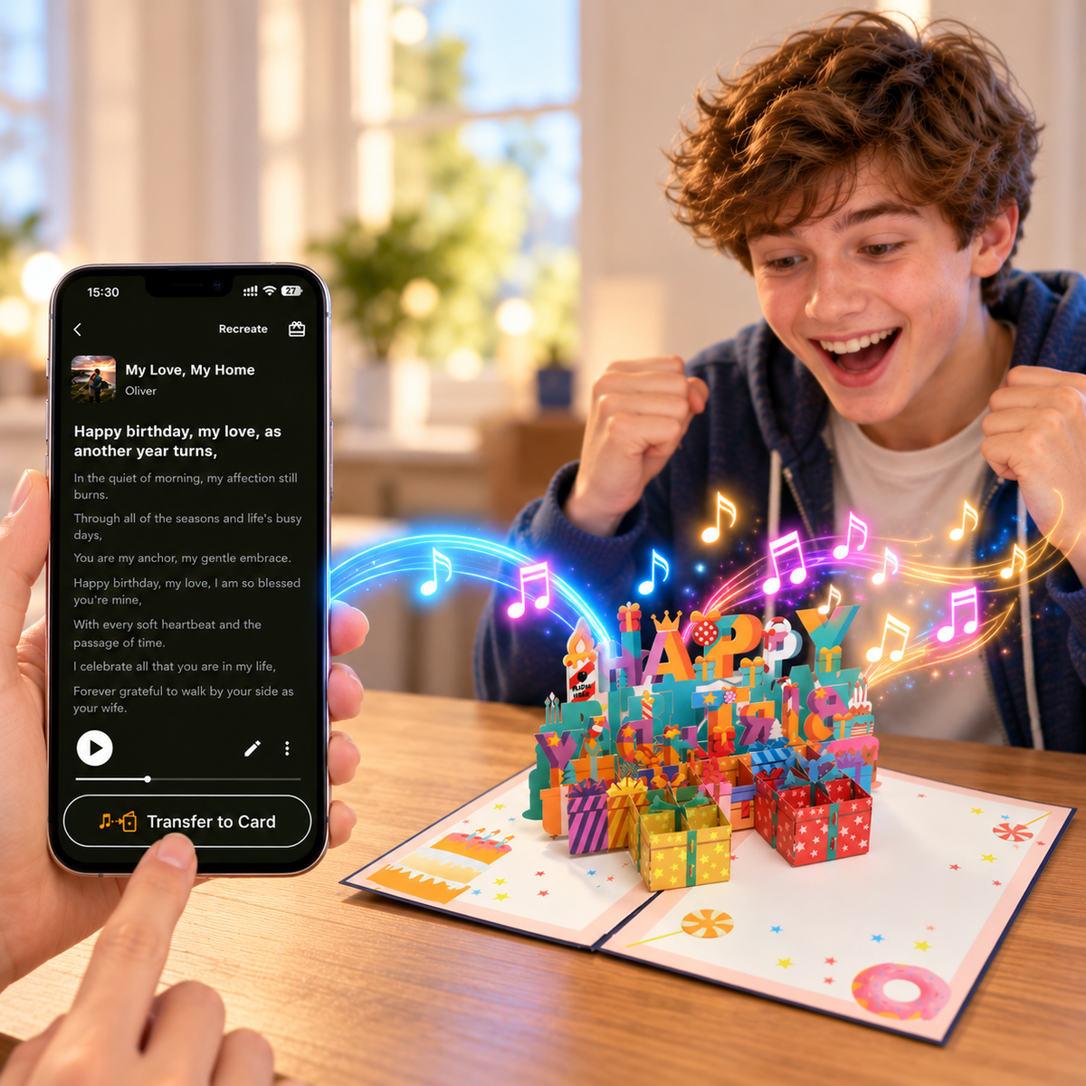 Interactive Candle Birthday Card | Musical 3D Pop Up with Custom Song