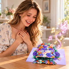 Purple Rose 3D Pop Up Card | Unique Personalized Song Keepsake
