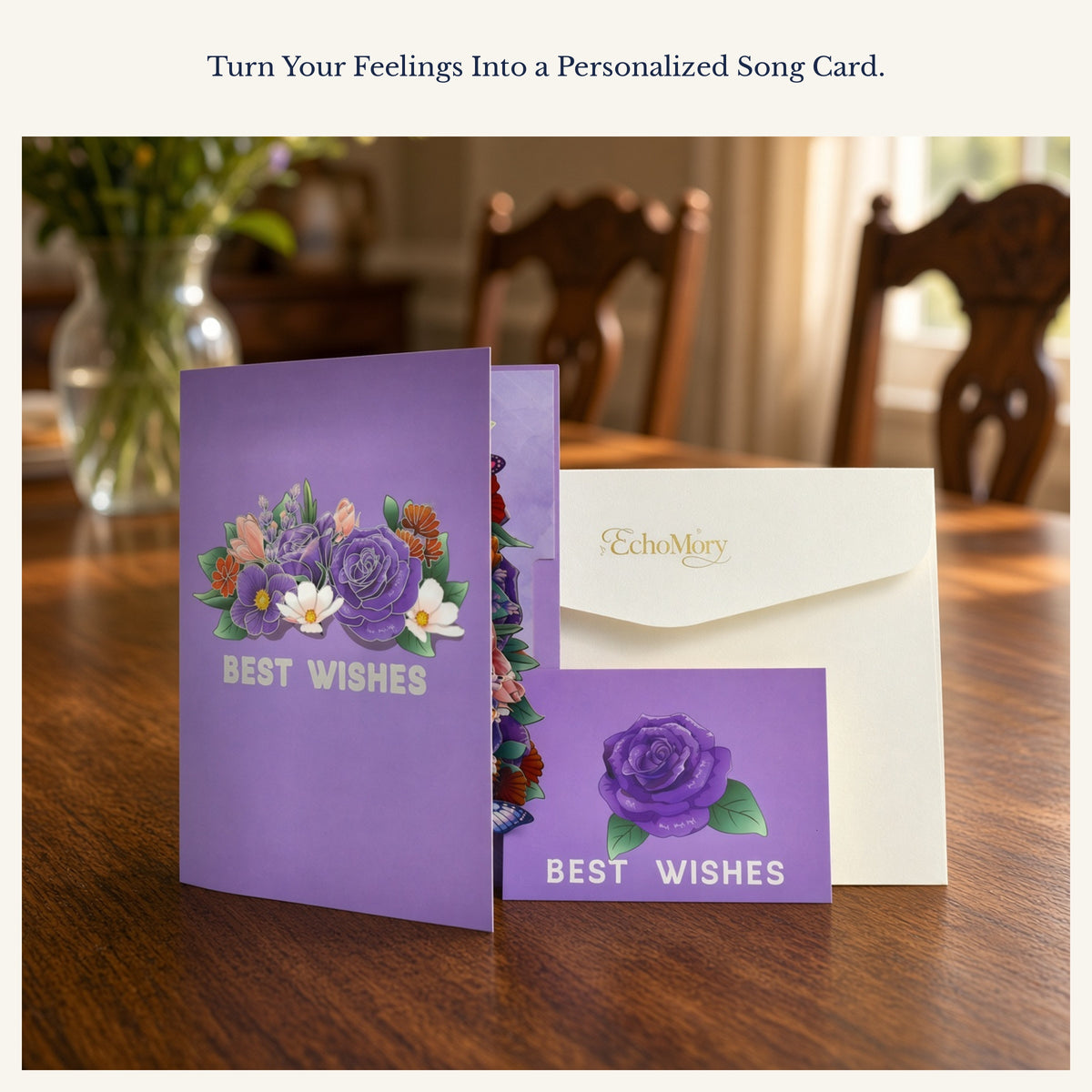 EchoMory Personalized Song Gift, Custom Song Made Just for Them, 3D Pop-Up Flower Card with Music, Musical Greeting Card for Birthday, Anniversary, Valentine's Day, Mother's Day & Special Moments
