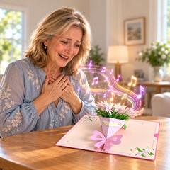 Pink Lily 3D Pop Up Card | Elegant Floral Greeting Card with Custom Song