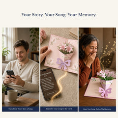 EchoMory Personalized AI Song Gift, 3D Lily Bouquet Pop Up Greeting Card, Custom Music Card with Original Song, One-of-a-Kind Keepsake Gift for Birthday, Anniversary, Mother’s Day, Valentine’s Day & Special Moments
