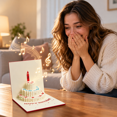 Blowable Candle Birthday Card | 3D Pop Up Cake with Custom Song