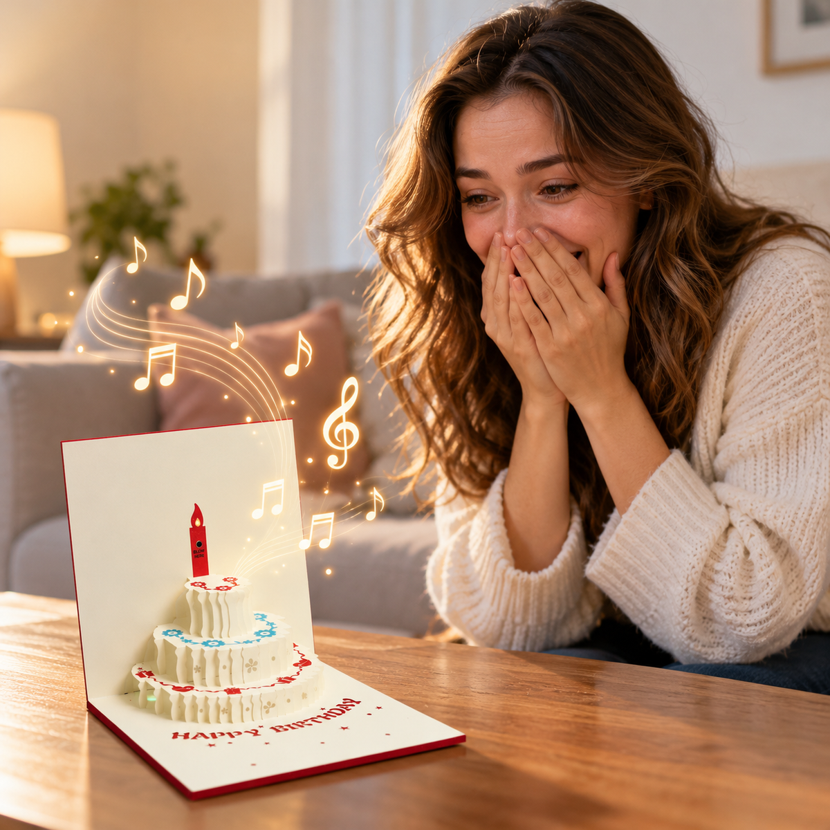 Blowable Candle Birthday Card | 3D Pop Up Cake with Custom Song