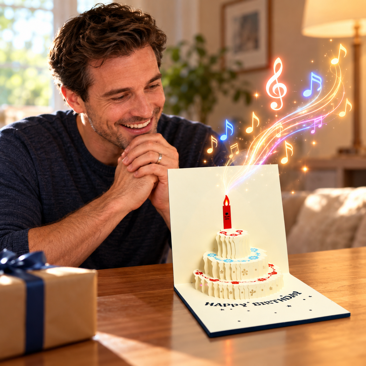 Blowable Candle Birthday Card | 3D Pop Up Cake with Custom Song