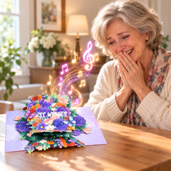 Purple Rose 3D Pop Up Card | Unique Personalized Song Keepsake