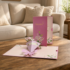 Pink Lily 3D Pop Up Card | Elegant Floral Greeting Card with Custom Song