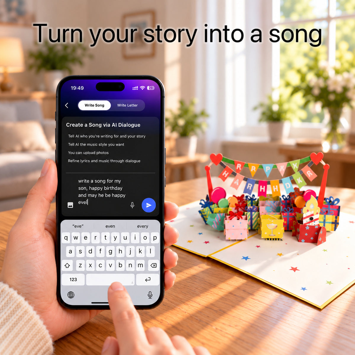 Interactive Candle Birthday Card | Musical 3D Pop Up with Custom Song