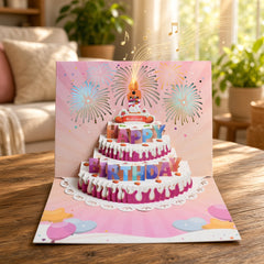 Blowable Candle Birthday Card | 3D Pop Up Cake with Custom Song