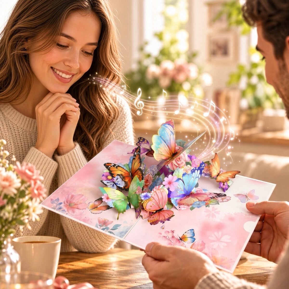 Pink Butterfly 3D pop-up song card, open beside its pink cover