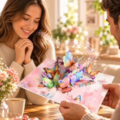 Pink Butterfly 3D Pop Up Card | Personalized Custom Song Gift for Her