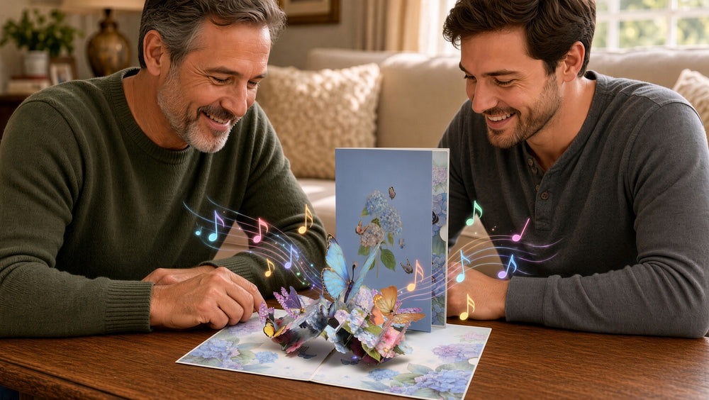 Gift for Dad personalized song card gifting scene