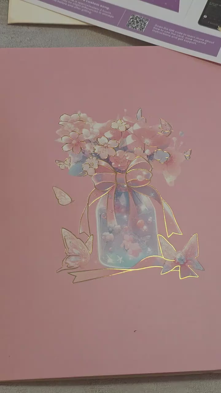 Pink Butterfly 3D Pop Up Card | Personalized Custom Song Gift for Her